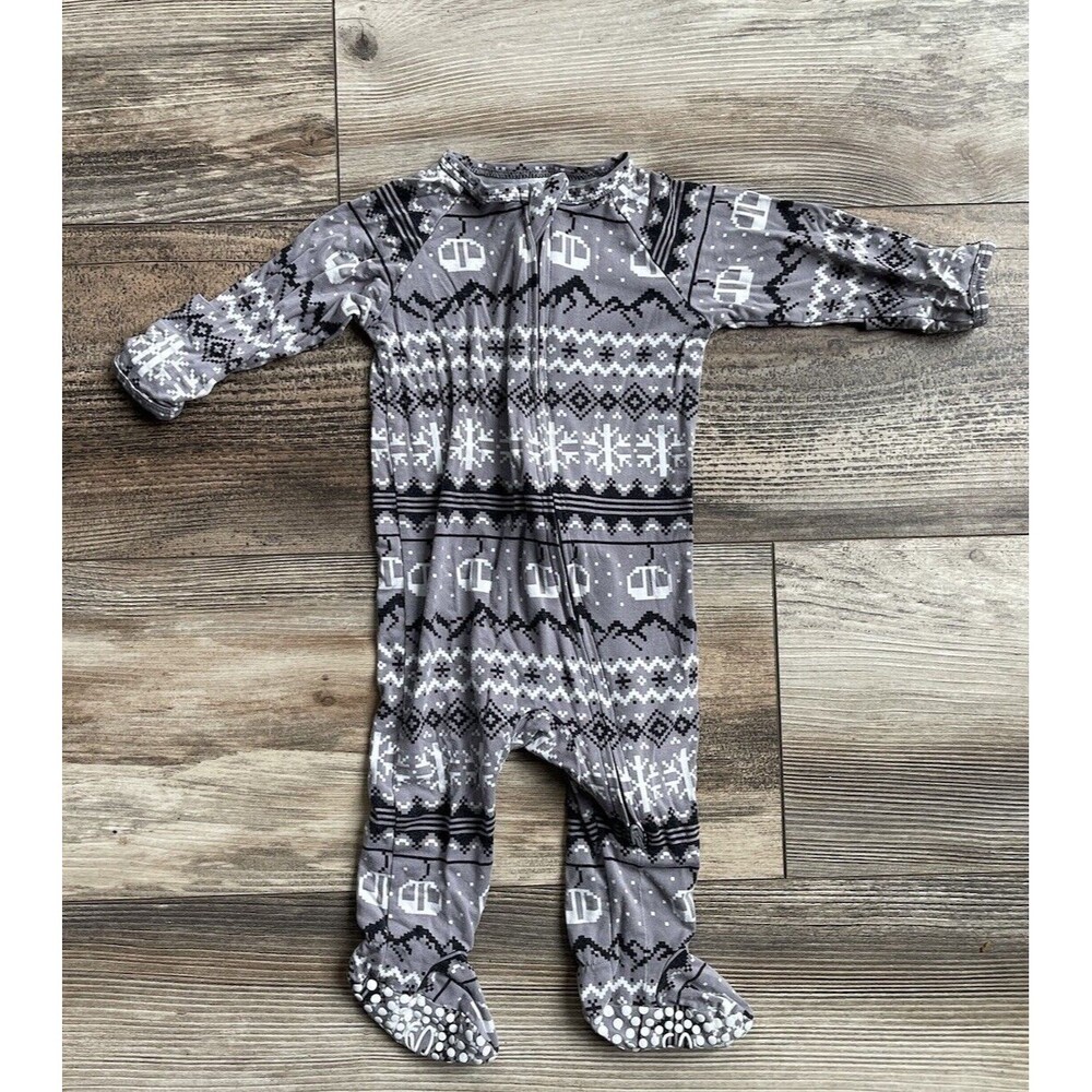 Sweet Bamboo Mountain Double Zip Footie Baby Pajamas Size 0-3 M Grey